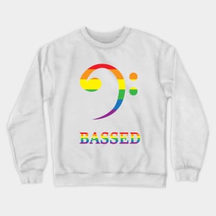 Bass clef for the based in Rainbow colours : Bassed clef LGBTQ Crewneck Sweatshirt